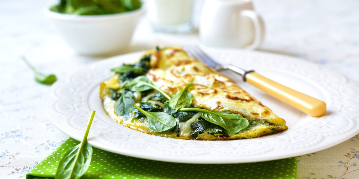 Egg and Spinach Omelette with Whole Grain Toast